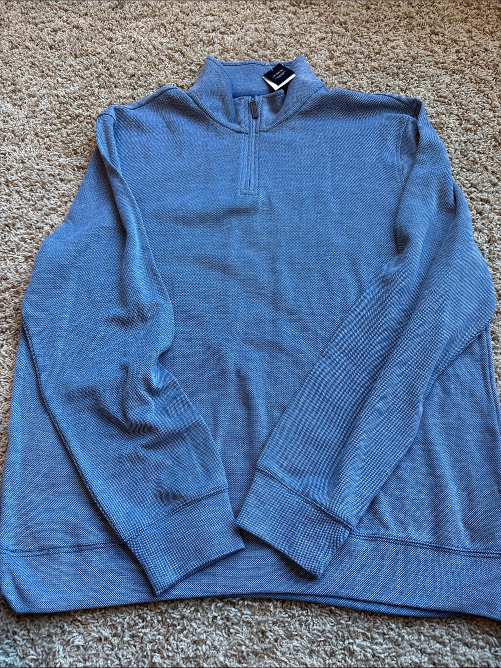 J. Crew Men's Sky Blue Quarter-Zip Sweater